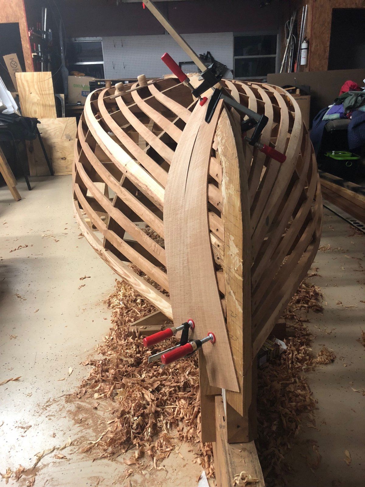 After much hand planing and sanding, ready for diagonal planking! YES!.jpeg