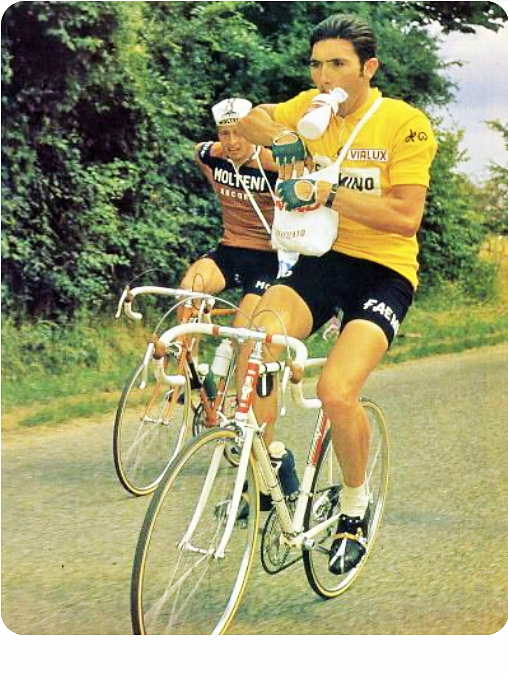 Eddy Merckx FAEMA Team bei TdF 1970 ,  Rahmen eventuell von Pela gebaut.png