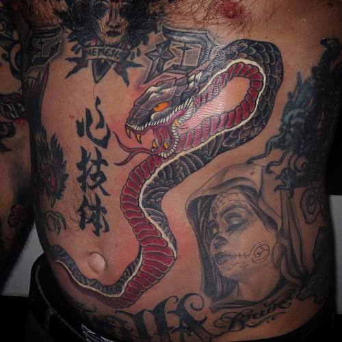 Finished Italian BJJ professor Federico Tisi’s snake. #TribeJiuJitsu #Tebori.jpg