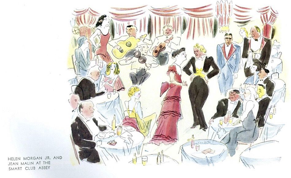 Foujita - “Helen Morgan Jr. And Jean Malin at the Smart Club Abbey” in Vanity Fair (Feb 1931).jpg