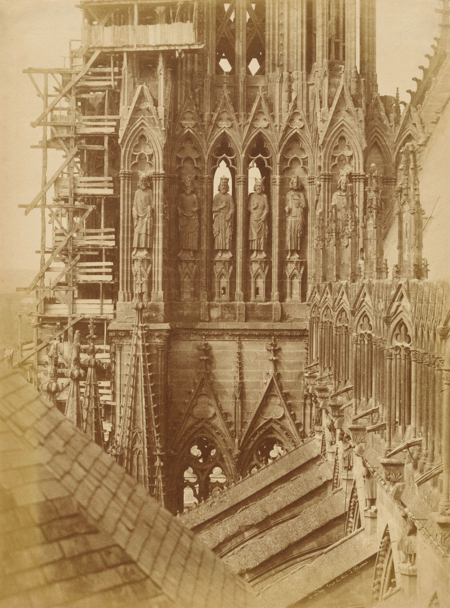 Henri Le Secq - Tower of the Kings at Reims Cathedral, print 1853.jpg