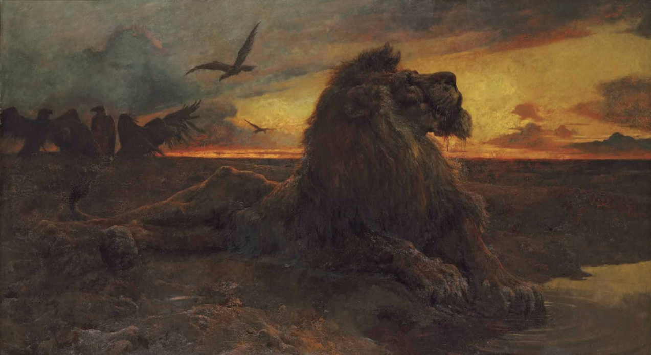 The Dying Lion (c. 1888 - Oil on canvas) - Herbert Thomas Dicksee.png