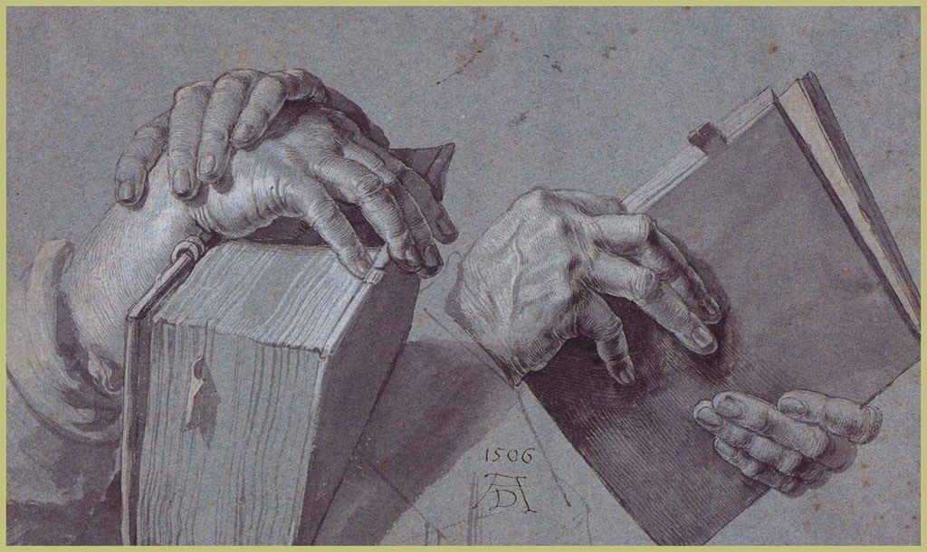 Two Hands Holding A Pair Of Books — Albrecht Dürer (1506).jpg