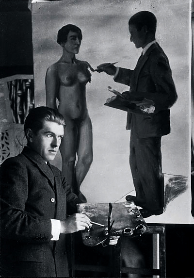 Unknown photographer - René Magritte painting ‘Attempting the Impossible’ (1928).jpg