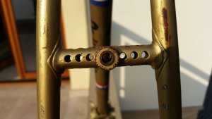 Jan de Reus Racing bicycle Columbus Campagnolo 1010b drop outs gold drillium brake bridge brem...jpg